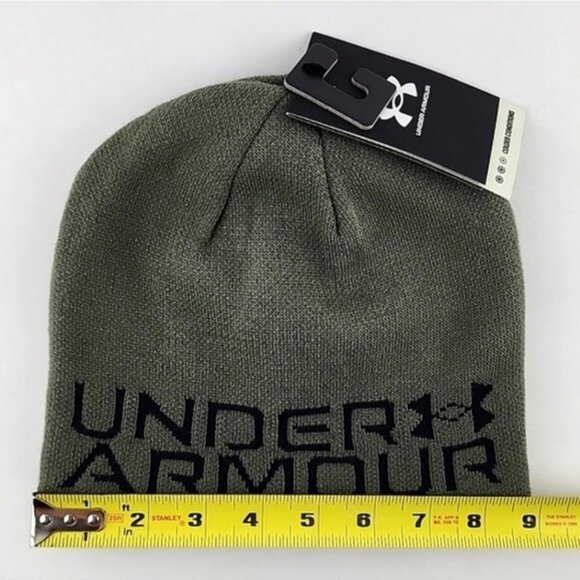 Under Armour Youth Halftime Reversible Beanie Knit Toque Marine Green - Picture 10 of 11
